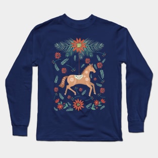 Folk Art Christmas Horse Ornament Long Sleeve T-Shirt